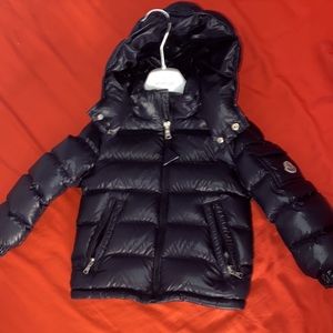 Toddler Boy Navy Blue Moncler Coat With Hood